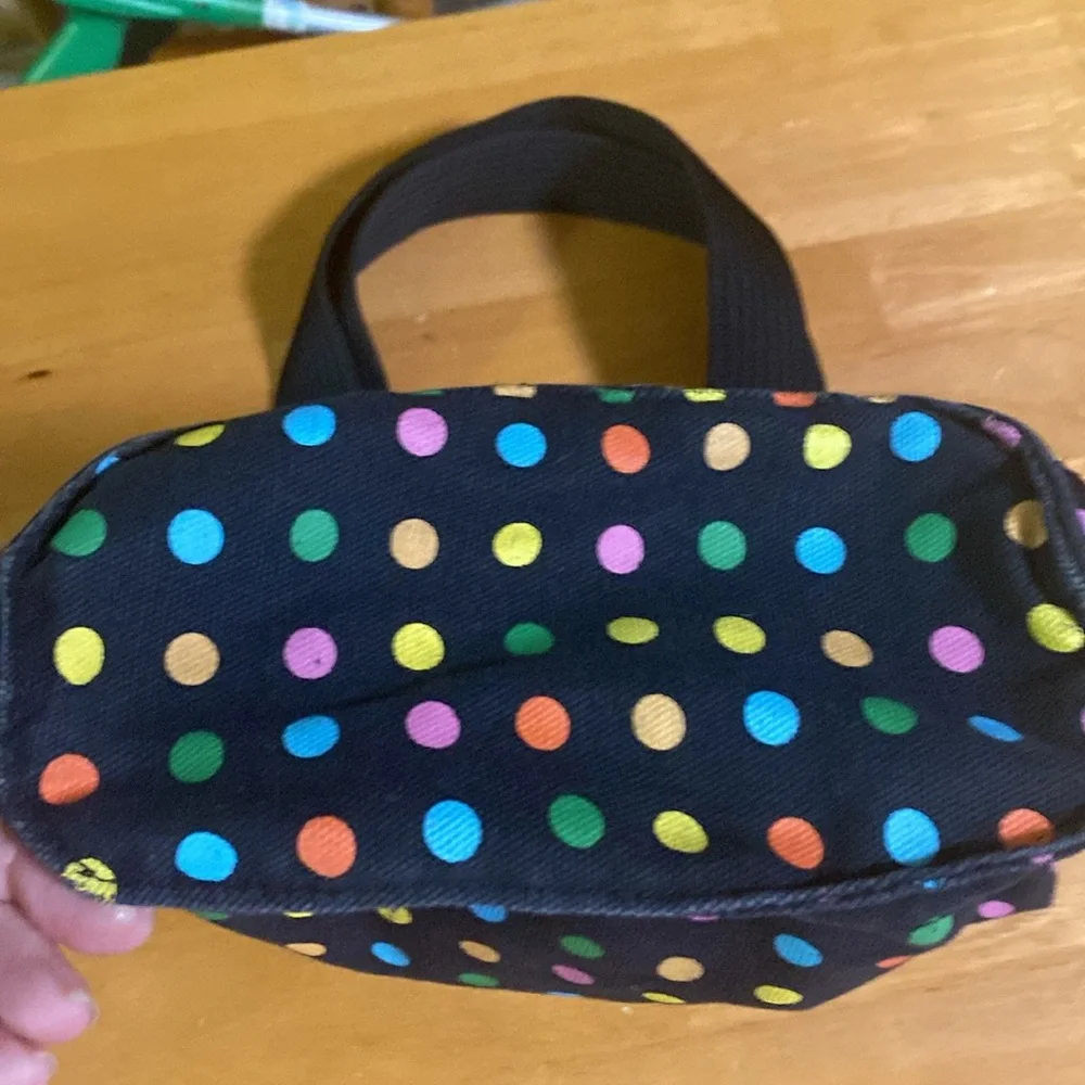 Roxy Black Multi Color Polka Dots Tote Bag great condition